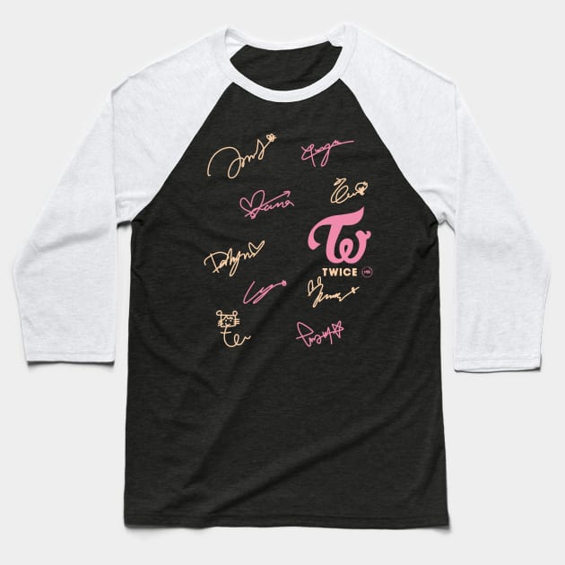 Diseño con los autografos de TWICE Baseball T-Shirt by MBSdesing 